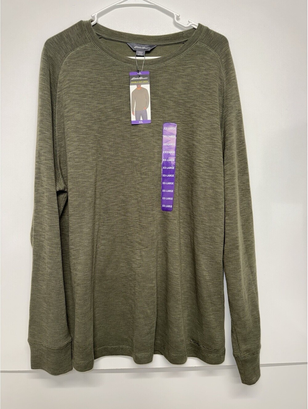 Eddie Bauer Double Knit Crew Thermal Long Sleeve Shirt Mens XXL 2XL Green NWT